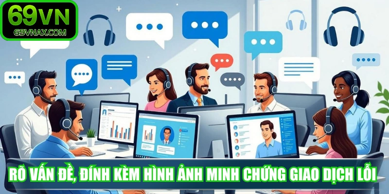 Ghi rõ vấn đề, đính kèm hình ảnh minh chứng giao dịch lỗi
