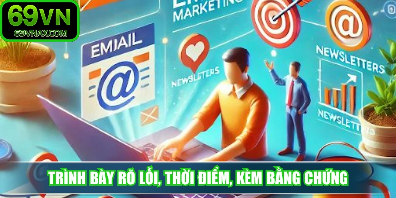 Trình bày rõ lỗi, thời điểm, kèm bằng chứng liên hệ nhà cái